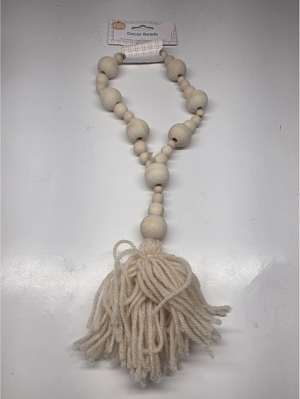 Wood Bead Garland w/ Tassels Farmhouse Beads Rustic Country Home Decors